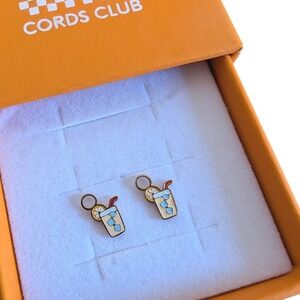 Cords Club Lemonade Enamel Hoop Charms Gold Drink Backyard BBQ Pendants Set of 2
